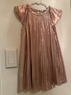 GAP Girls Rose Gold Pleated Flutter Sleeve Dress